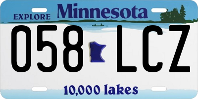 MN license plate 058LCZ