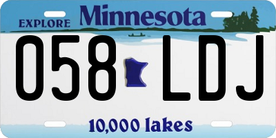 MN license plate 058LDJ
