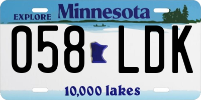 MN license plate 058LDK