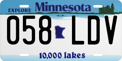 MN license plate 058LDV