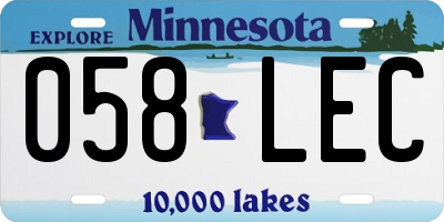 MN license plate 058LEC