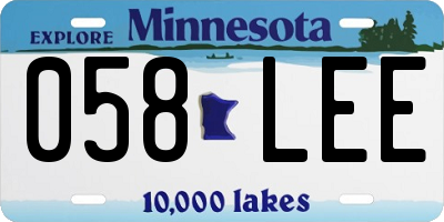 MN license plate 058LEE