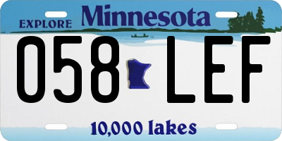 MN license plate 058LEF