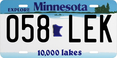 MN license plate 058LEK