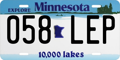MN license plate 058LEP