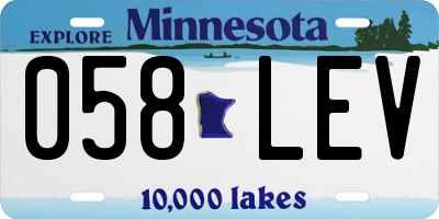 MN license plate 058LEV