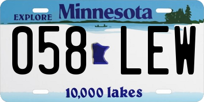 MN license plate 058LEW