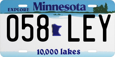 MN license plate 058LEY