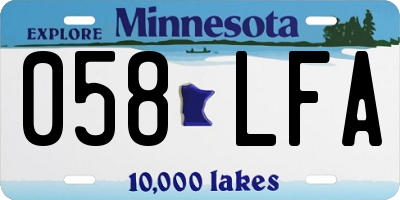 MN license plate 058LFA