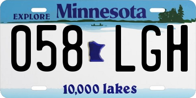 MN license plate 058LGH