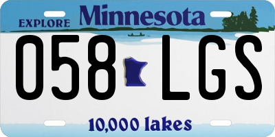 MN license plate 058LGS