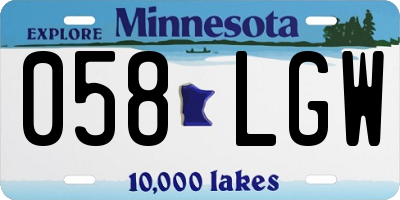 MN license plate 058LGW