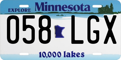 MN license plate 058LGX
