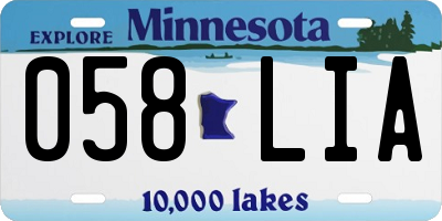 MN license plate 058LIA