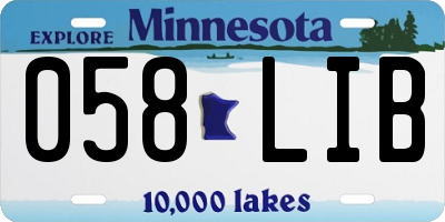 MN license plate 058LIB