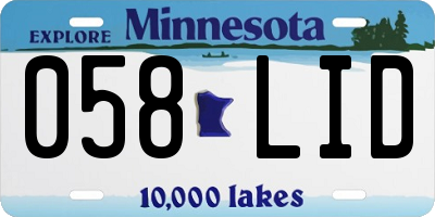 MN license plate 058LID