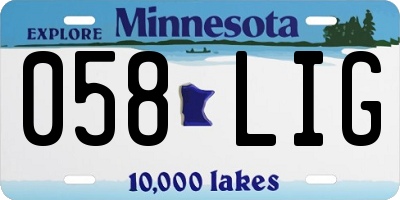 MN license plate 058LIG