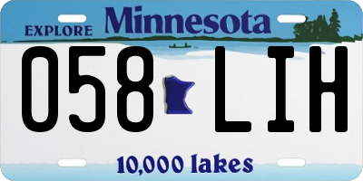 MN license plate 058LIH