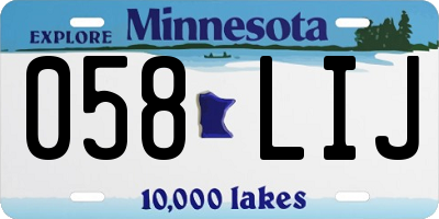 MN license plate 058LIJ