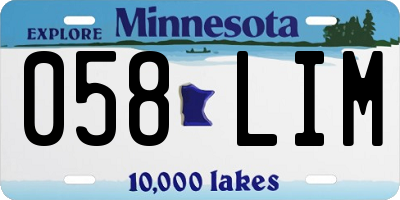 MN license plate 058LIM