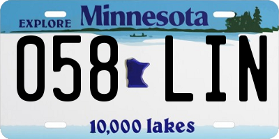 MN license plate 058LIN