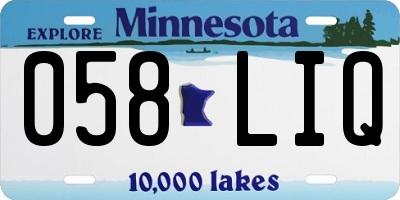 MN license plate 058LIQ