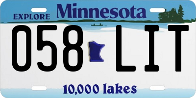 MN license plate 058LIT