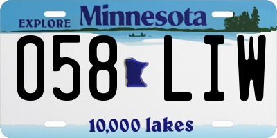 MN license plate 058LIW