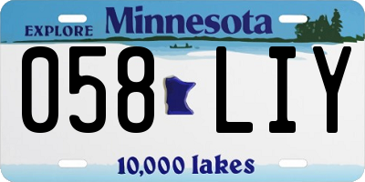 MN license plate 058LIY
