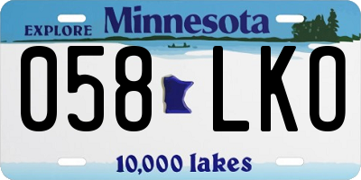 MN license plate 058LKO