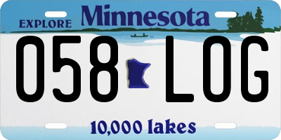 MN license plate 058LOG
