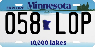 MN license plate 058LOP