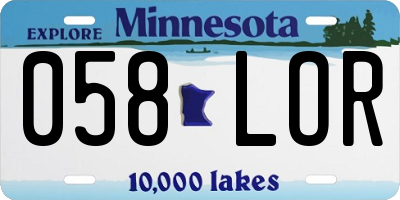 MN license plate 058LOR