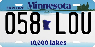 MN license plate 058LOU