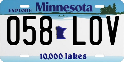 MN license plate 058LOV