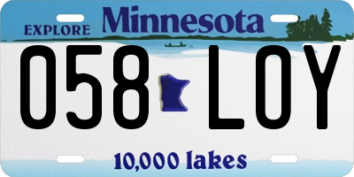 MN license plate 058LOY
