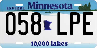 MN license plate 058LPE