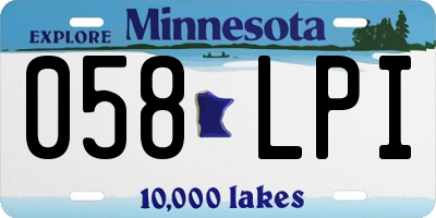 MN license plate 058LPI