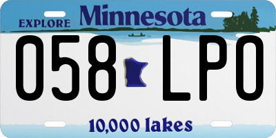 MN license plate 058LPO