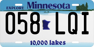 MN license plate 058LQI
