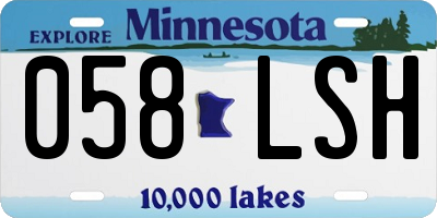 MN license plate 058LSH