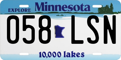 MN license plate 058LSN