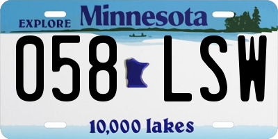 MN license plate 058LSW