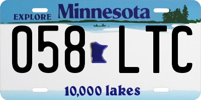 MN license plate 058LTC