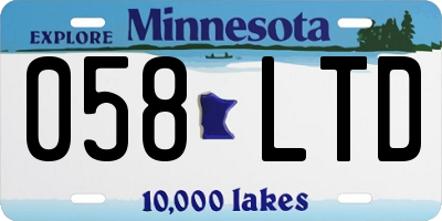 MN license plate 058LTD