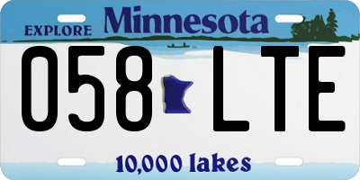 MN license plate 058LTE