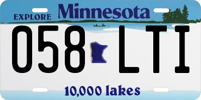 MN license plate 058LTI