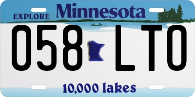 MN license plate 058LTO