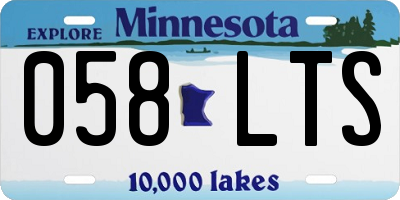 MN license plate 058LTS