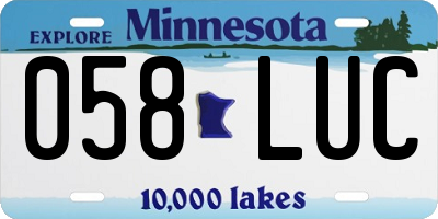 MN license plate 058LUC